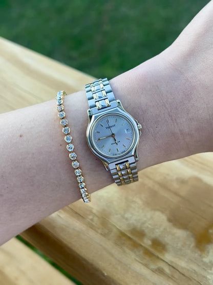 Tissot Seastar Ladies’ Two-Tone Watch with Textured Silver Dial