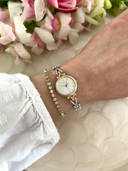 Seiko Gold and Silver Bracelet Ladies Watch with White Dial