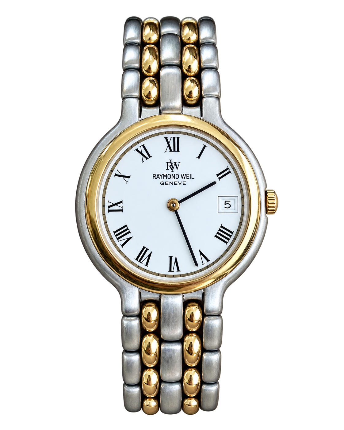 Raymond Weil Two Tone White Roman Dial Watch