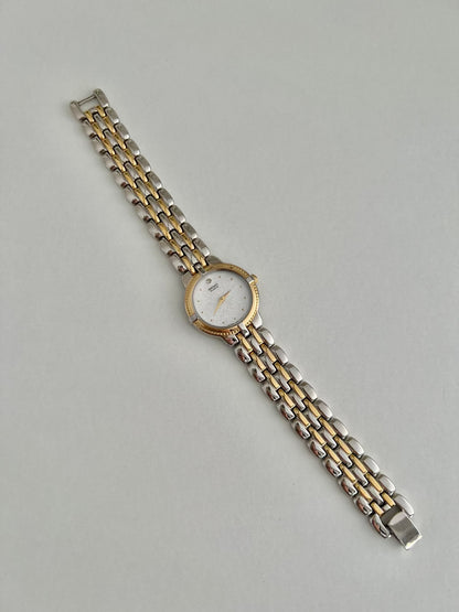 Presentation box shown with the Seiko 4N00-0910 diamond-accent two-tone women’s watch.