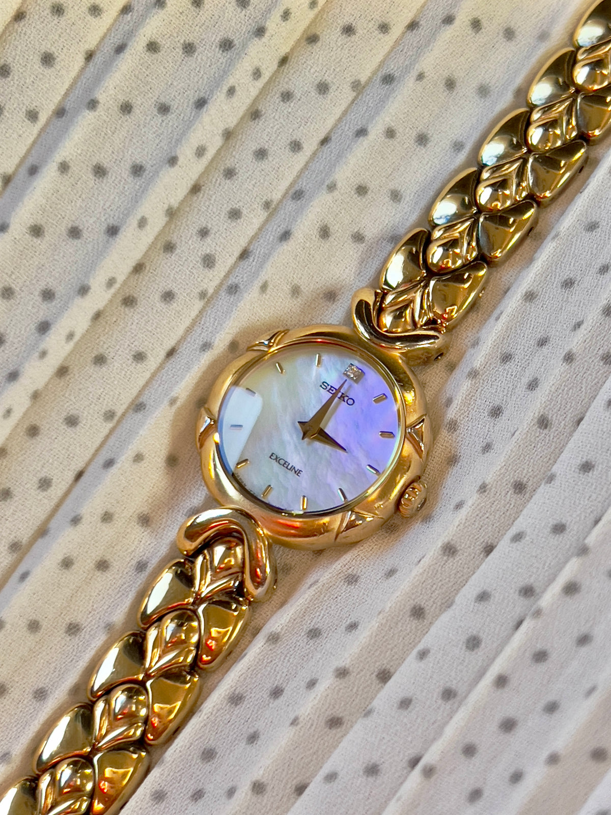 Seiko Exceline Mother of Pearl Diamond Women's Watch — product photograph 4, Gilded Hour NZ.