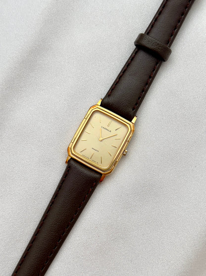 Seiko Lassale Gold Toned Tank Ladies Watch, front view of a vintage women's watch at Gilded Hour.