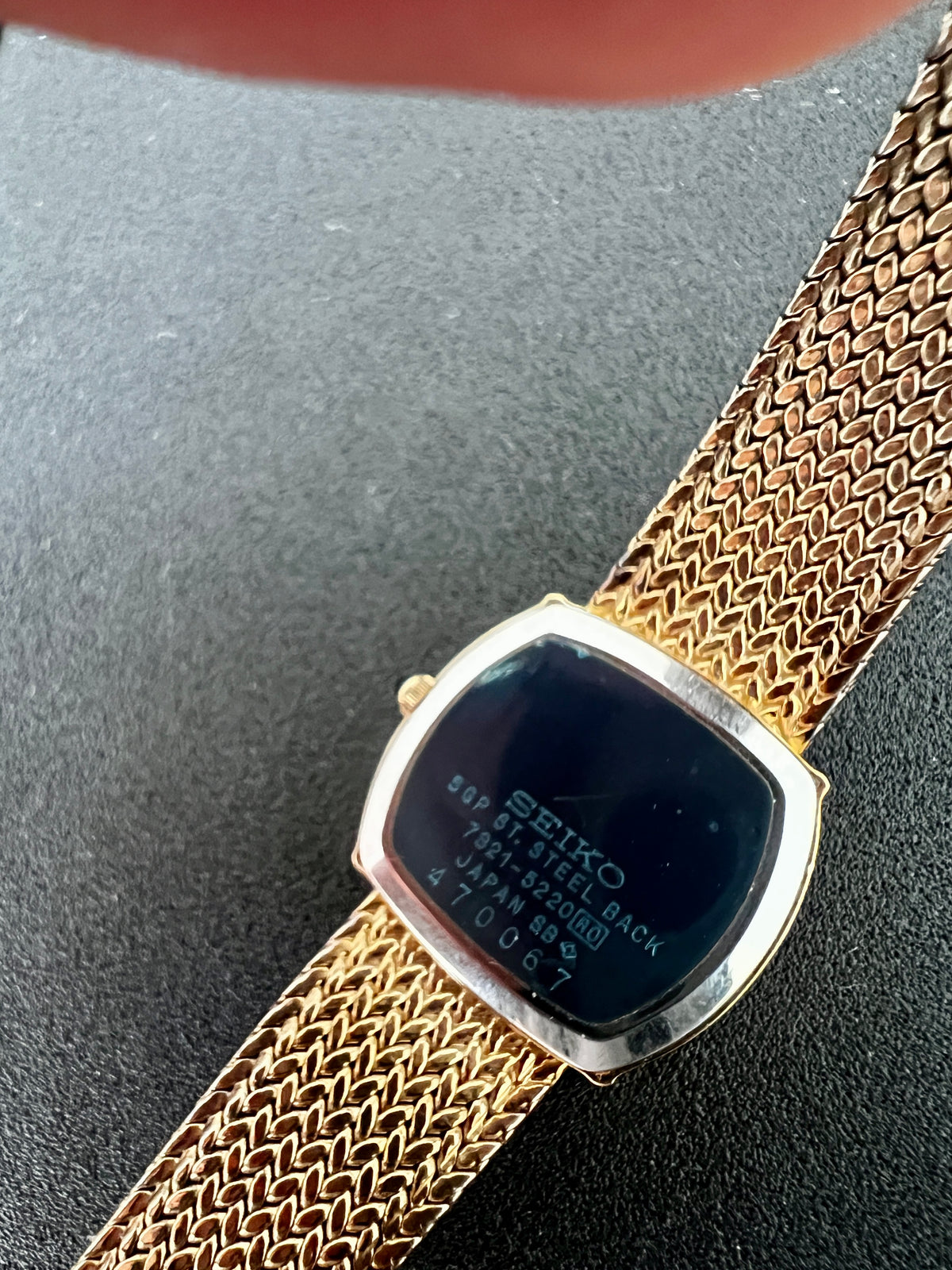 Seiko Exceline Champagne Dial Gold Cushion Women’s Watch — product photograph 4, Gilded Hour NZ.
