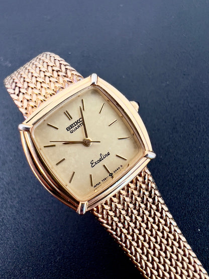 Seiko Exceline Champagne Dial Gold Cushion Women’s Watch — product photograph 7, Gilded Hour NZ.