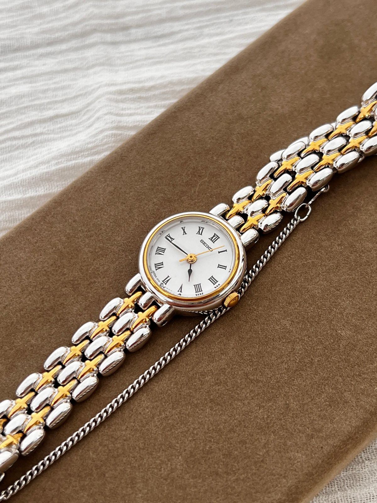 Seiko White Roman Dial Two Tone Women's Watch | Product photograph 6