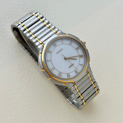 Seiko Dolce two-tone mother-of-pearl ladies watch, front.