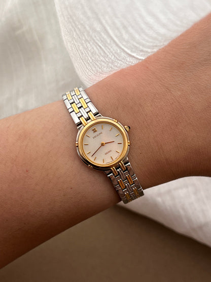 Seiko Exceline Two-tone Woman's Watch with White Dust Dial, product photograph 2.