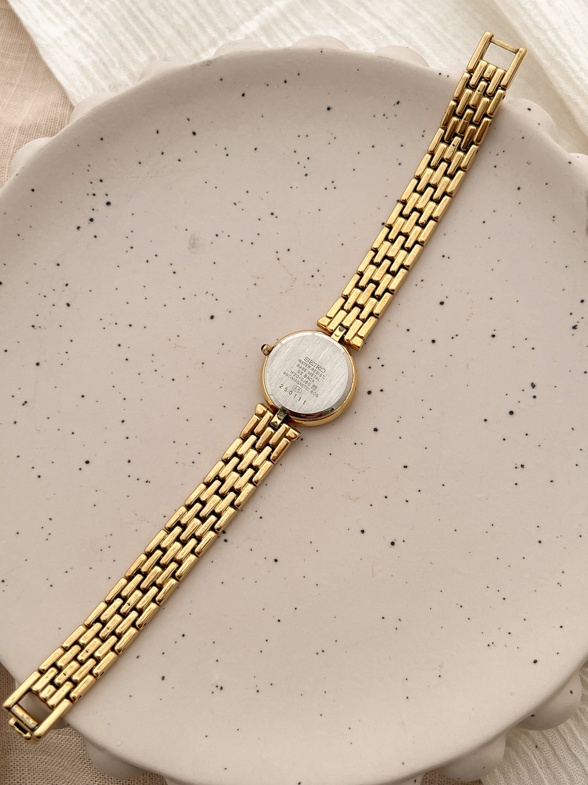 Seiko Exceline Roman Dial Gold Diamond Accent Women’s Watch, product view.