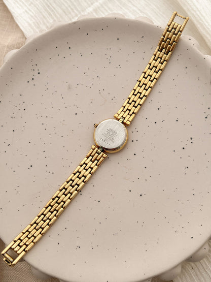 Seiko Exceline Roman Dial Gold Diamond Accent Women’s Watch, product view.