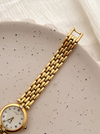 Seiko Exceline Roman Dial Gold Diamond Accent Women’s Watch, product view.