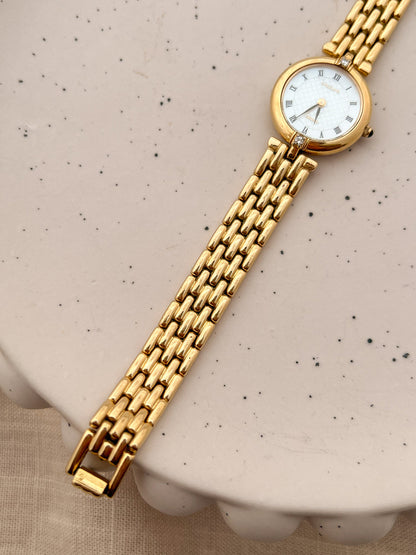 Seiko Exceline Roman Dial Gold Diamond Accent Women’s Watch, product view.