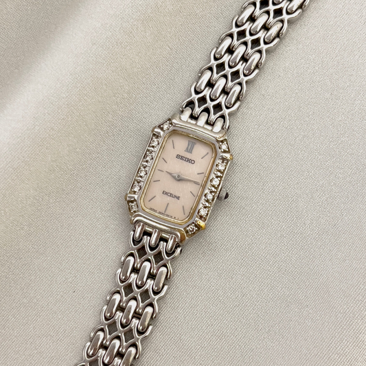 Seiko Exceline diamond ladies’ watch with mother-of-pearl dial and textured bracelet
