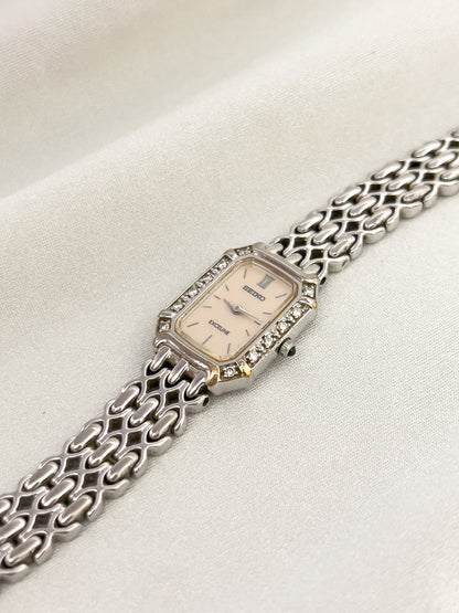 Seiko Exceline diamond ladies’ watch with mother-of-pearl dial and textured bracelet