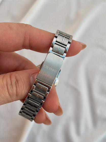 Seiko Exceline Kinetic Ladies’ Watch Mother of Pearl Dial, dial close up of a vintage women's watch at Gilded Hour.