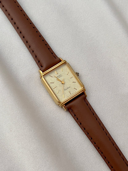 Seiko Exceline Ladies Gold Tank Watch, box set of a vintage women's watch at Gilded Hour.