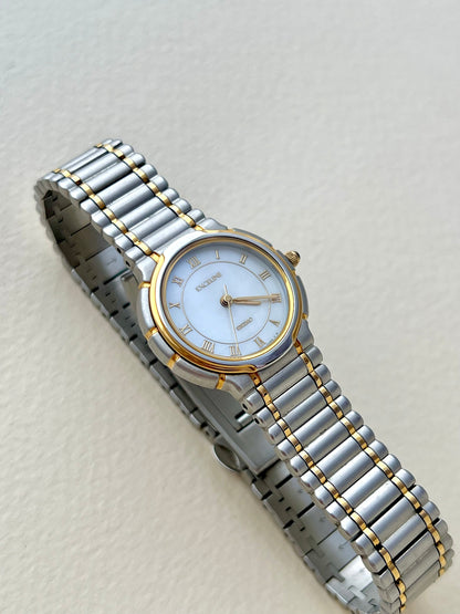 Seiko Exceline mother-of-pearl ladies watch, caseback.