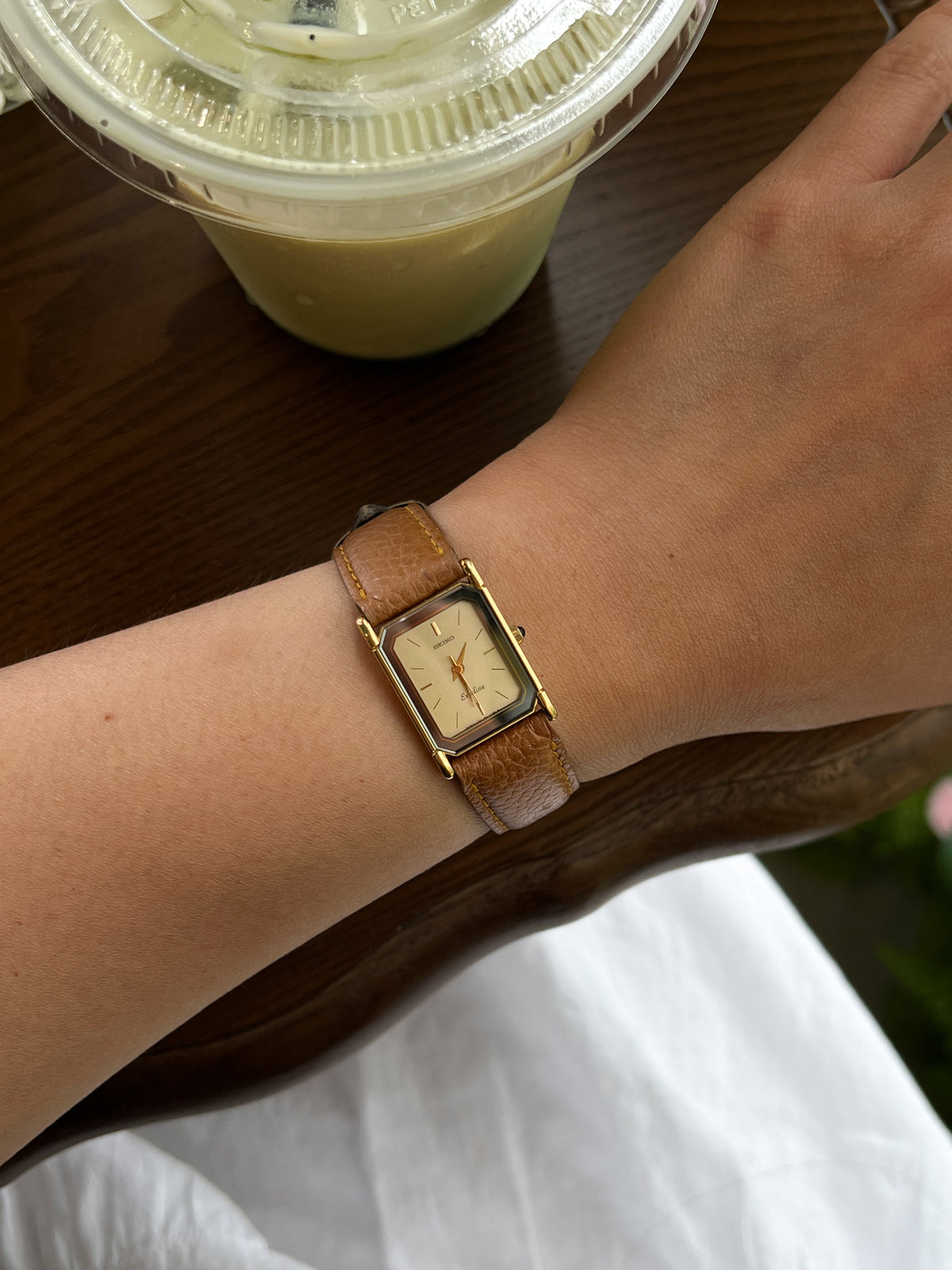 Seiko Exceline rectangular clipped corner dress watch, view 11.