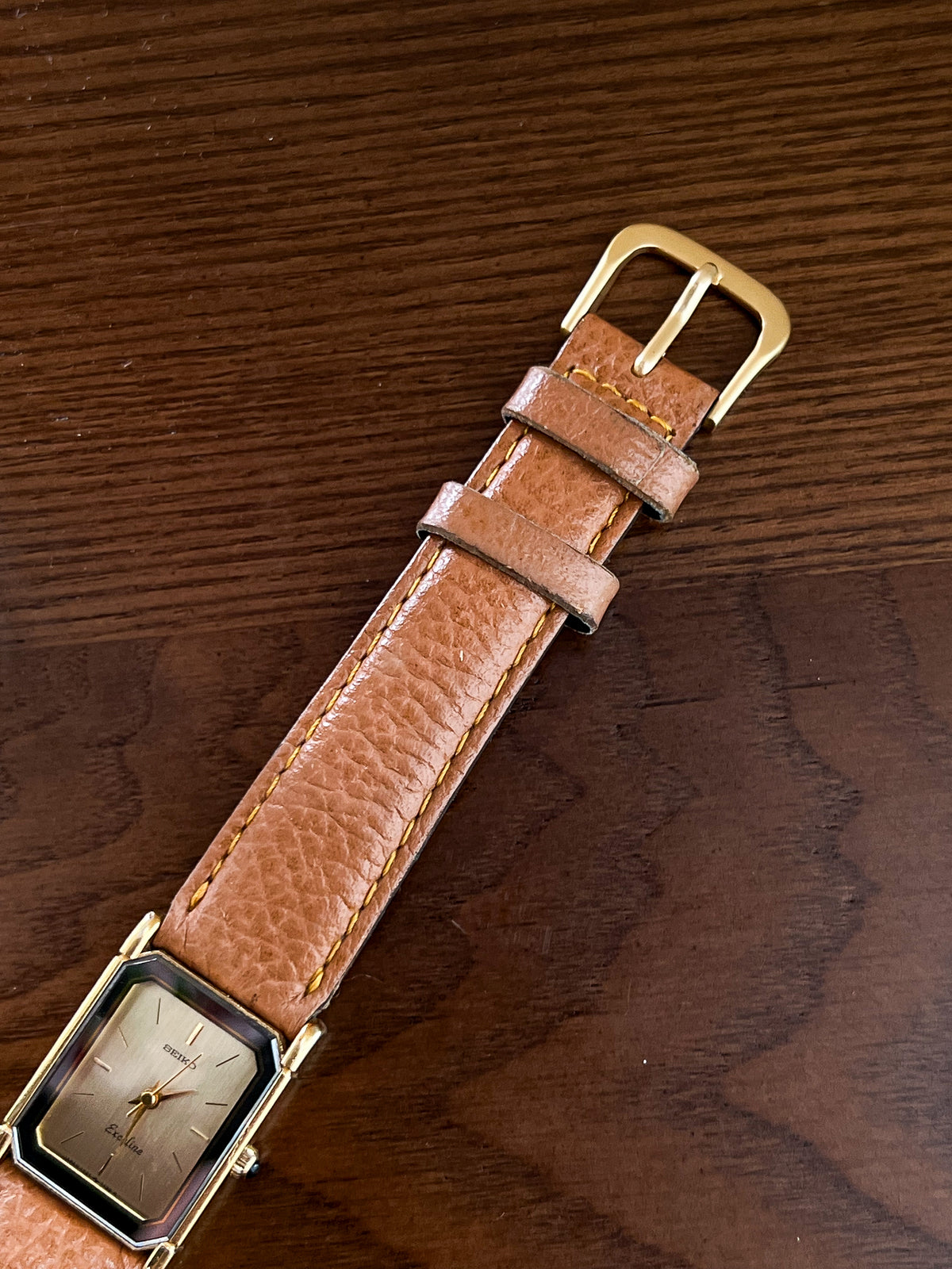 Seiko Exceline rectangular clipped corner dress watch, view 7.