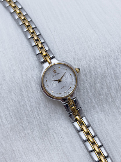 Seiko Exceline Woman's Watch with Sunburst Dial, dial close up of a vintage women's watch at Gilded Hour.