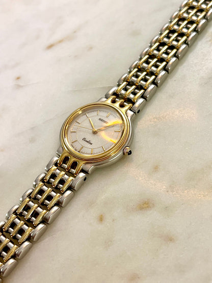 seiko exceline two tone basketweave watch watch, view 6.
