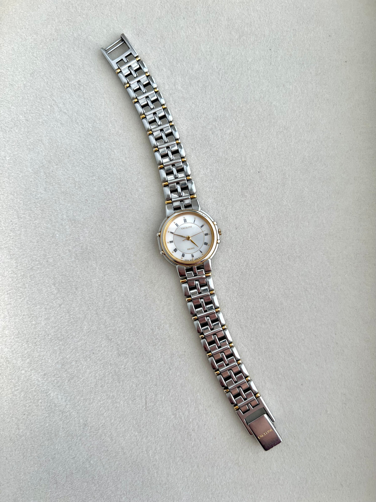 Seiko Exceline Two Toned Watch, front view of a vintage women's watch at Gilded Hour.