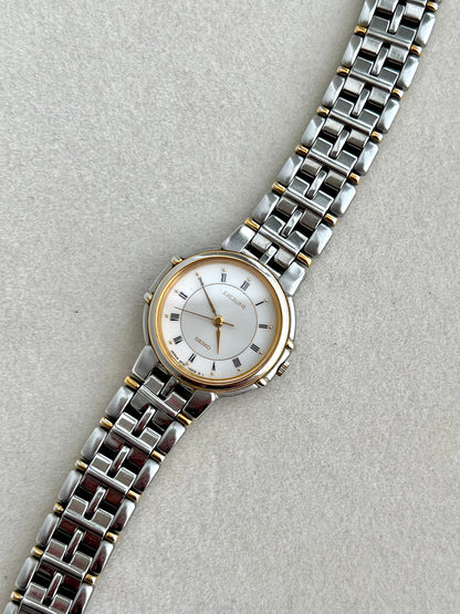 Seiko Exceline Two Toned Watch, case profile of a vintage women's watch at Gilded Hour.