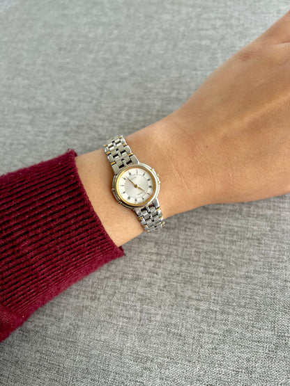 Seiko Exceline Two Toned Watch, caseback detail of a vintage women's watch at Gilded Hour.