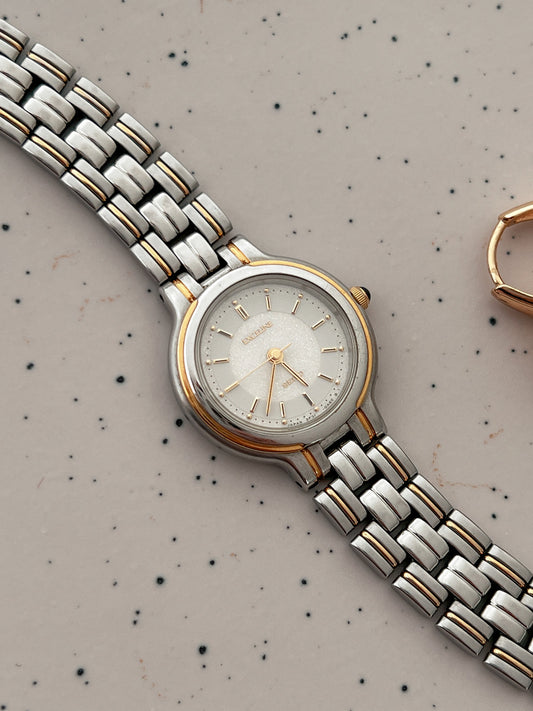 Seiko Exceline Watch with Diamond Dust Dial featuring two tone bracelet; vintage watch product image 1.