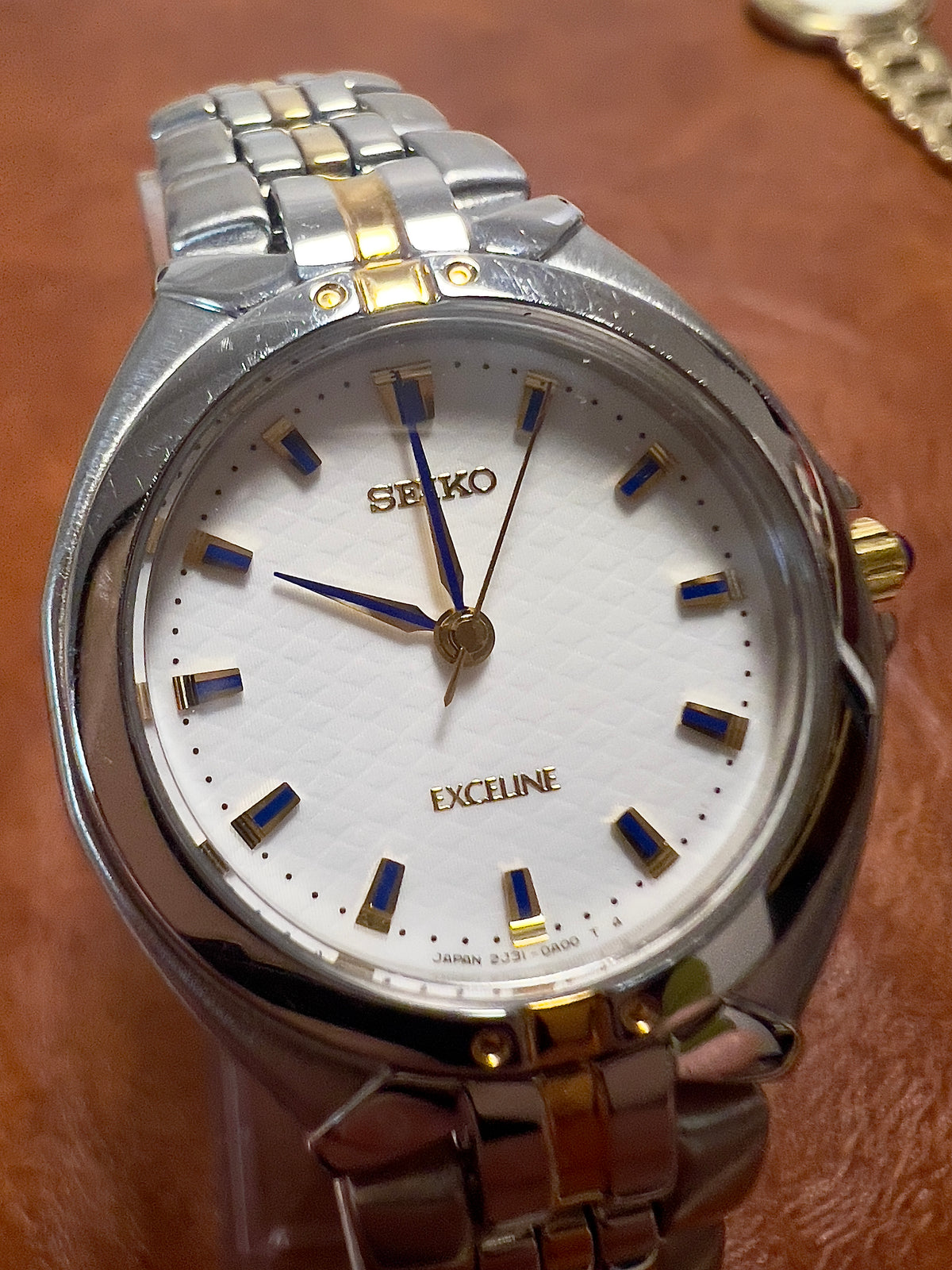Seiko Exceline Blue Marker Two Tone Women's Watch — product photograph 4, Gilded Hour NZ.