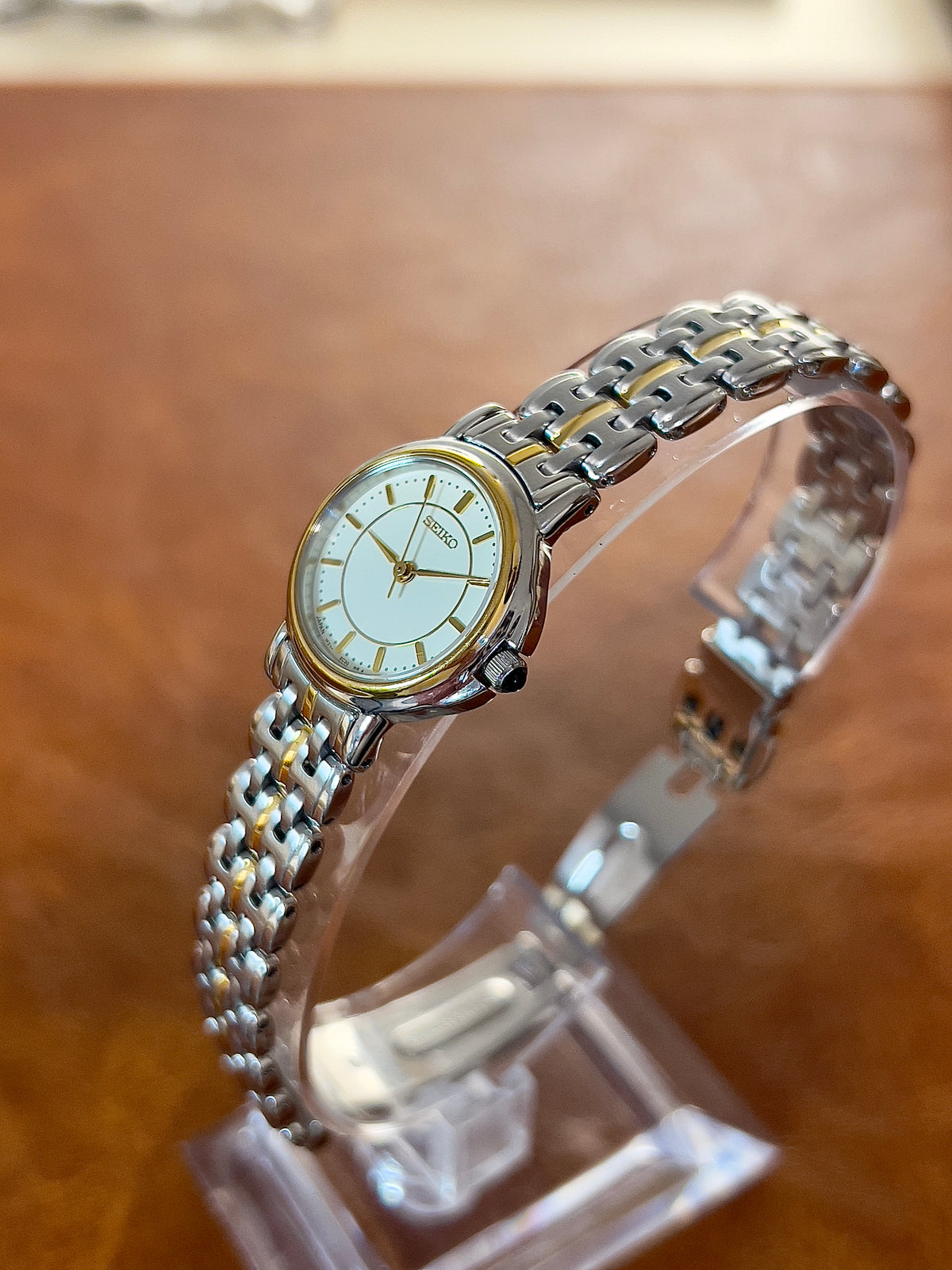 Seiko Ivory Dial Two Tone Link Women's Watch — product photograph 3, Gilded Hour NZ.