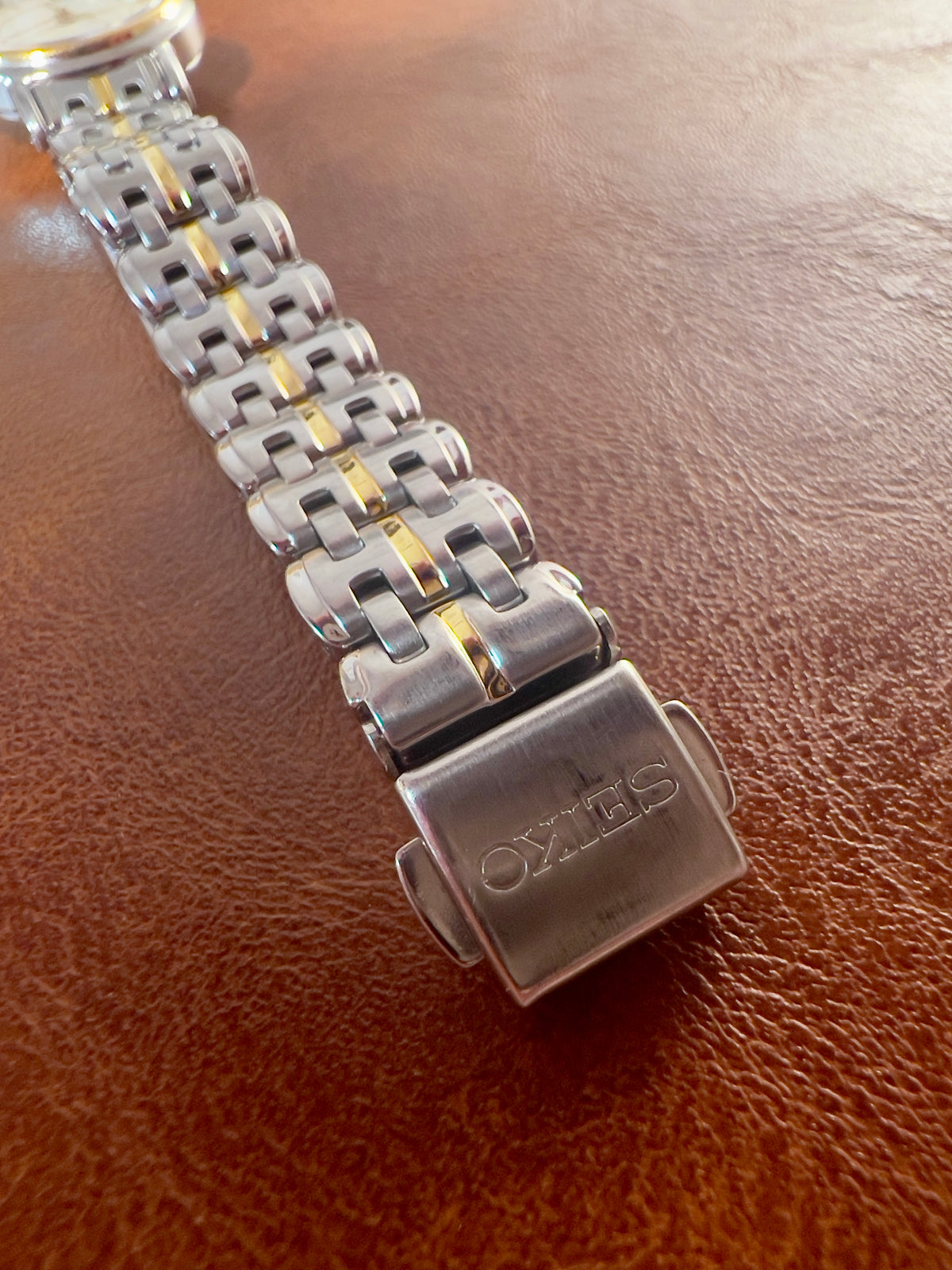 Seiko Ivory Dial Two Tone Link Women's Watch — product photograph 5, Gilded Hour NZ.