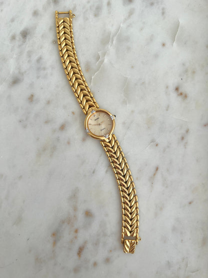 Seiko Exceline Woman's Watch with Diamonds and Sculpted Pattern Bracelet, product photograph 3.