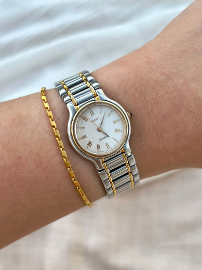 Seiko Exceline White Roman Dial Two Tone Women's Watch | Product photograph 2