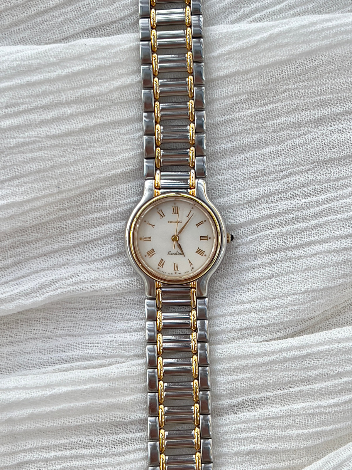 Seiko Exceline White Roman Dial Two Tone Women's Watch | Product photograph 3