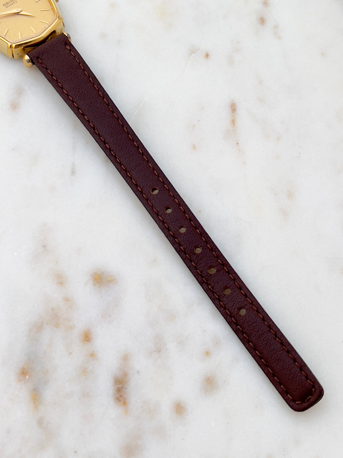 Seiko Champagne Cushion White Accent Women's Watch — product photograph 7, Gilded Hour NZ.