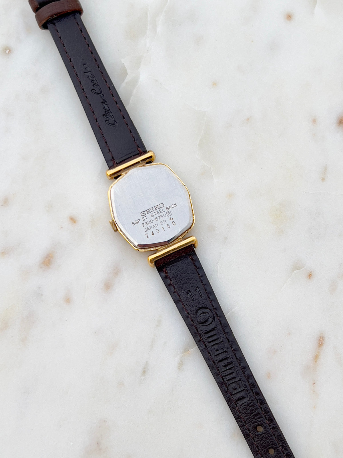 Seiko Champagne Cushion White Accent Women's Watch — product photograph 8, Gilded Hour NZ.