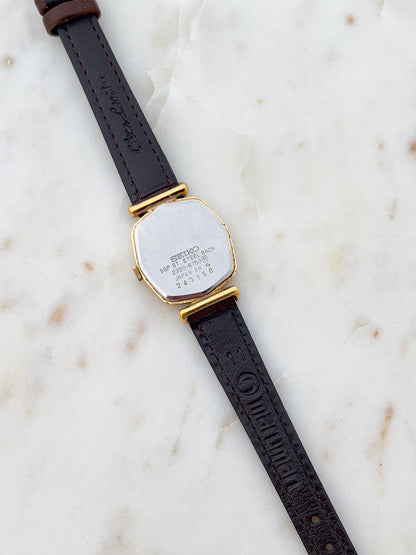 Seiko Champagne Cushion White Accent Women's Watch — product photograph 8, Gilded Hour NZ.