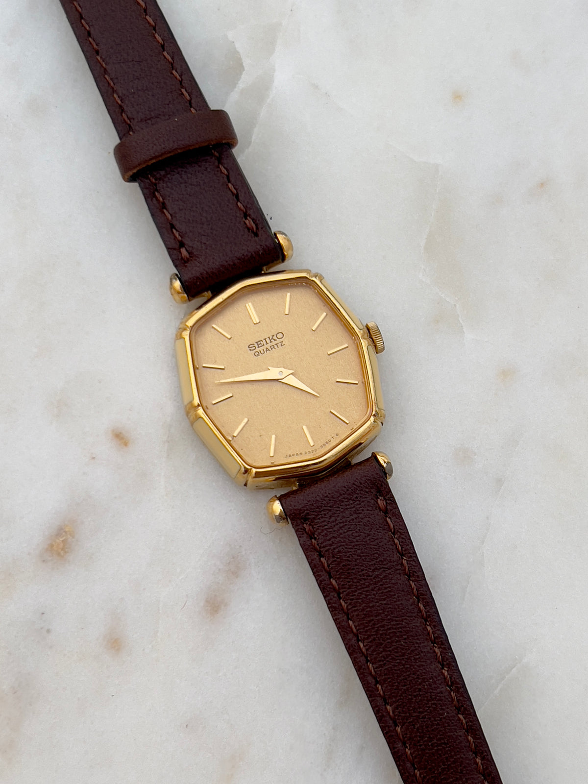 Seiko Champagne Cushion White Accent Women's Watch — product photograph 9, Gilded Hour NZ.