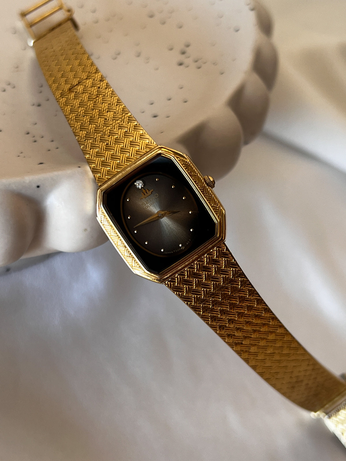 Seiko Galaxy Black Dial Octagonal Watch, product photograph 4.