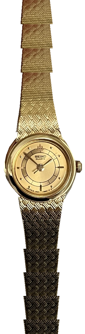 Seiko Galaxy Champagne Dial Gold Basket Weave Women’s Watch