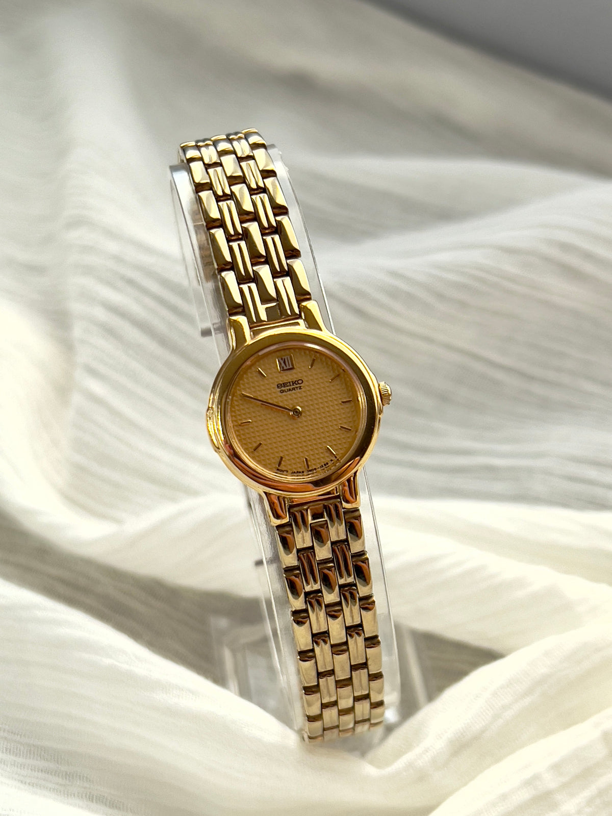 Seiko Champagne Textured Dial Two Tone Women's Watch — product photograph 3