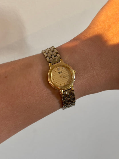 Seiko Champagne Textured Dial Two Tone Women's Watch — product photograph 4