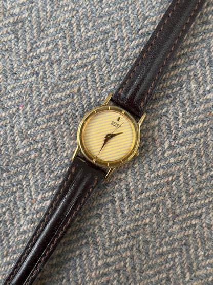 Seiko Gold Tone Striped Dial Leather Strap Women's Watch | Product photograph 8