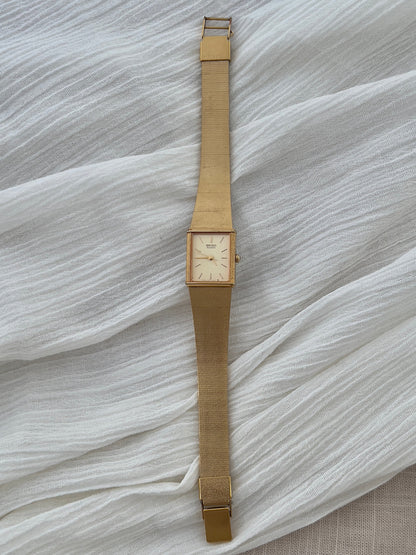 Seiko Gold Tone Tank Brushed Bracelet Women's Watch | Product photograph 3