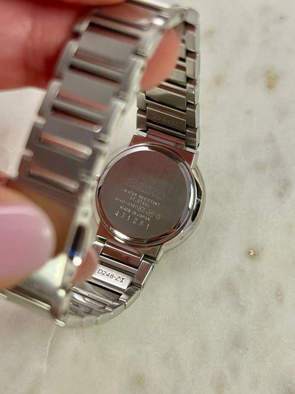 Seiko Exceline White Patterned Dial Silver Women's Watch — product photograph 5, Gilded Hour NZ.
