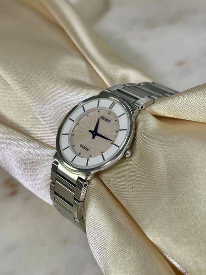 Seiko Exceline White Patterned Dial Silver Women's Watch — product photograph 8, Gilded Hour NZ.