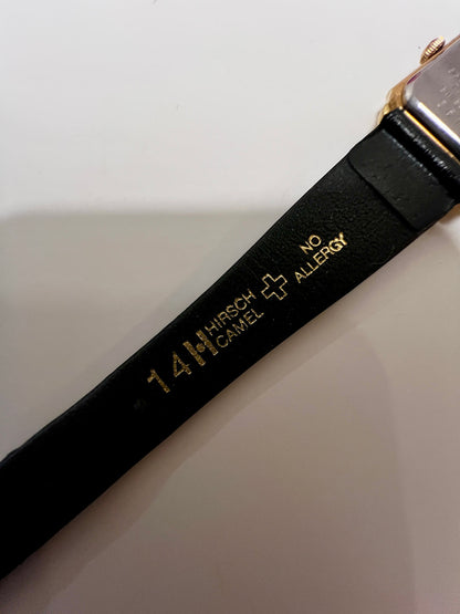 Seiko Gold Tone Tank Women's Watch with Hirsch Strap — product photograph 4, Gilded Hour NZ.
