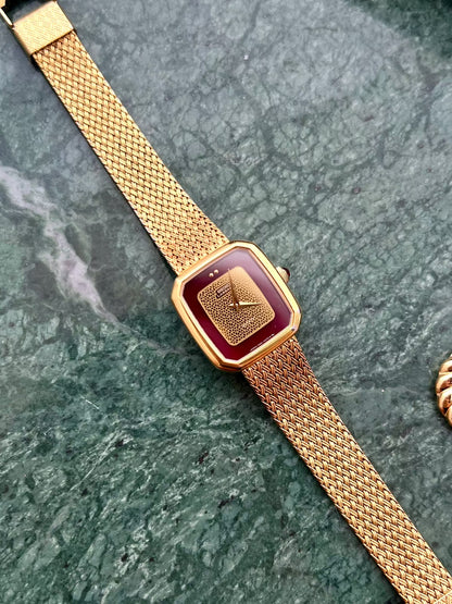 Seiko Lassale Bordeaux Gold Mesh watch — full watch