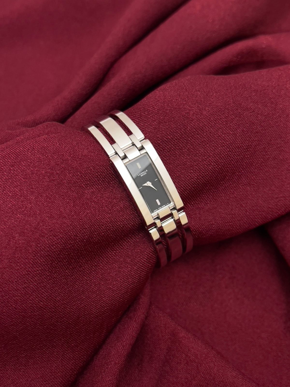 Seiko Lassale Charcoal Dial Silver Bangle Women’s Watch, product view.
