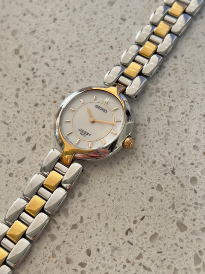 Seiko Lucent Two Tone Woman's Watch, vintage women's watch product photo 3 of 6.